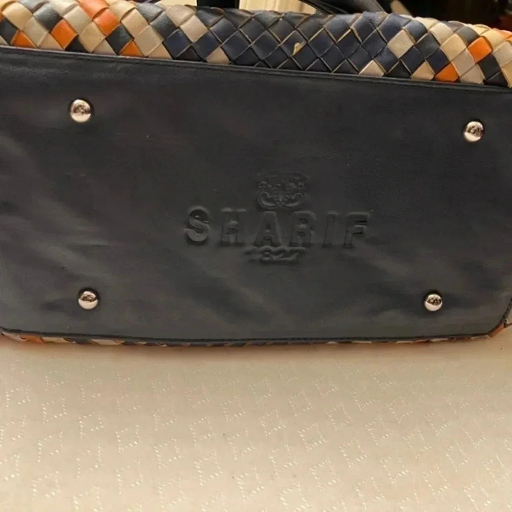 Sharif Orange and Blue leather woven Bag-brand new - Picture 8 of 9